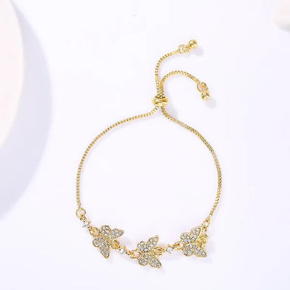 Adjustable Butterfly Rhinestone Bracelet for Women Girls