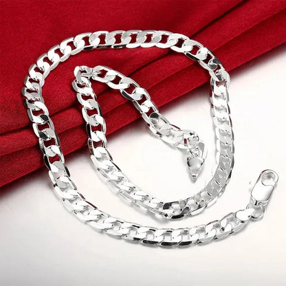 Fine Jewelry 925 Sterling Silver Necklace for Women Men 8MM Hip Hop Necklace