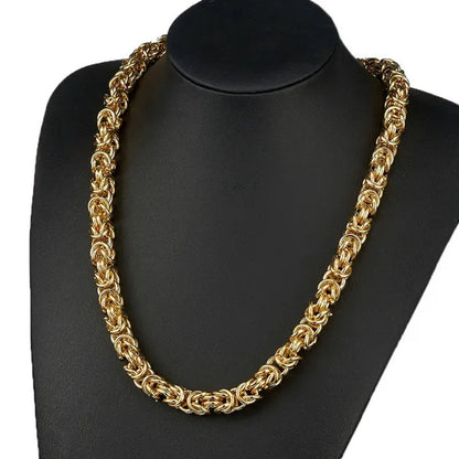 6/8/10mm Wide Fashion 316L Stainless Steel Silver/Gold Round Circle Byzantine Link Chain Men/Women Necklace 1PCS New