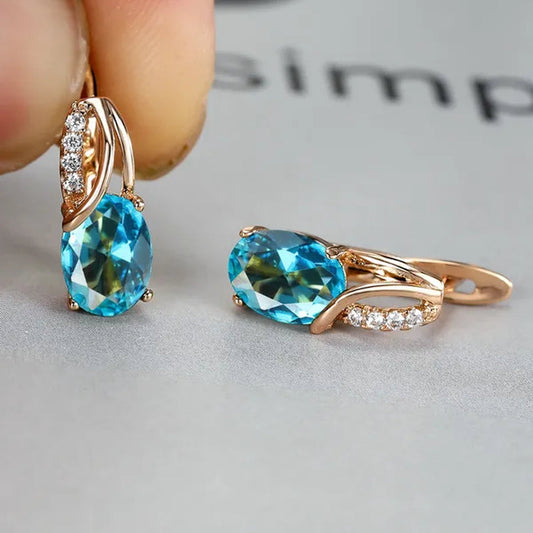 Stylish Oval Cut Aquamarine Emerald Sapphire Garnet Gemstone Hook Earrings 14K Gold Filled Multicolor Birthstone Diamond Bride Wedding Jewelry Gifts