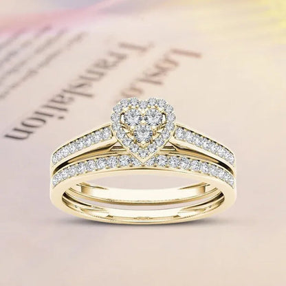 1Pc Luxury Romantic Couple Jewelry Accessories Men'S Diamond Ring Ladies Heart Diamond Couple Ring Bride Wedding Engagement Jewelry Us 6-11