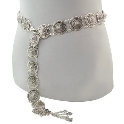 Vintage Silver Waist Chain Bells Metal Tassel Belly Chain Charm Belt Chains Body Jewelry