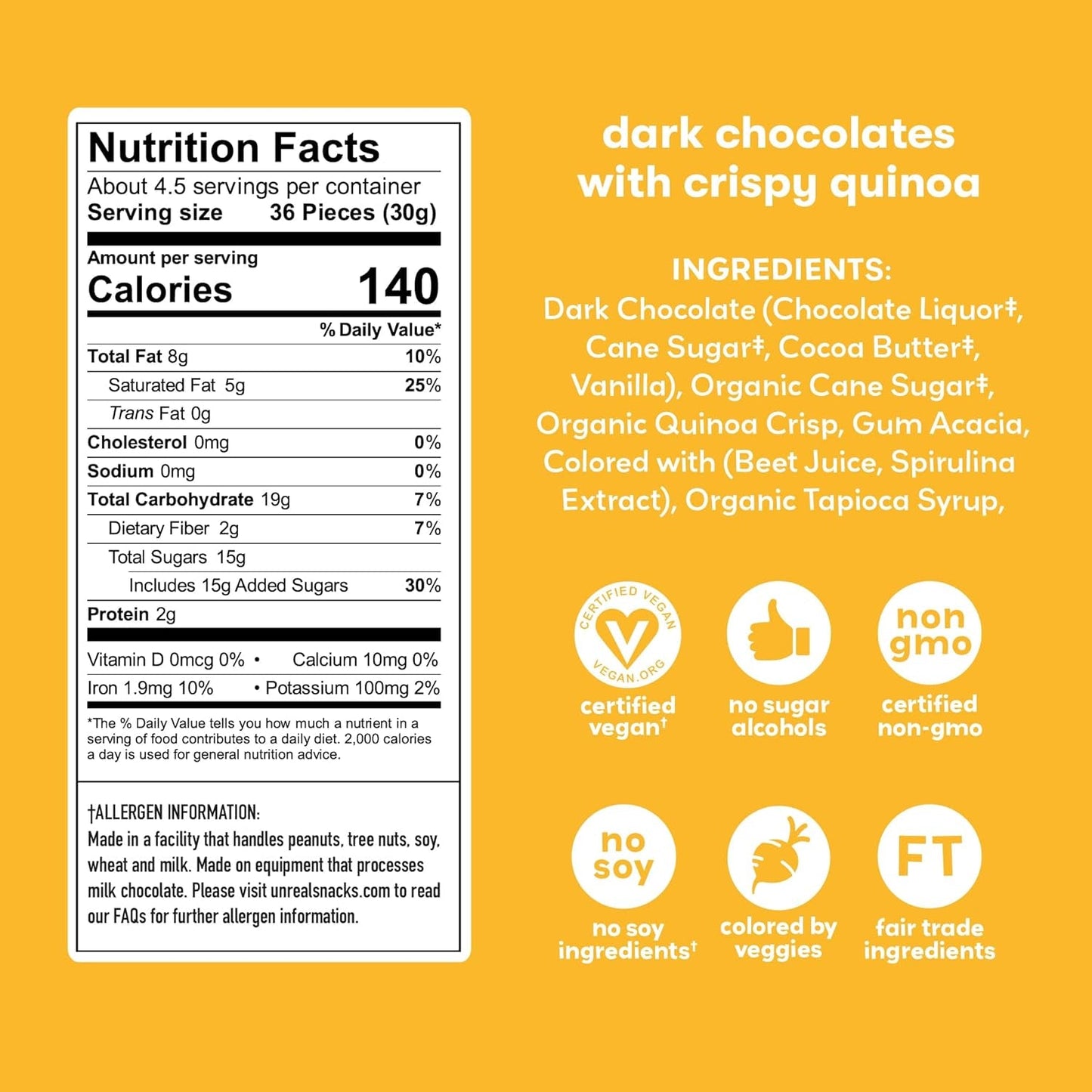 , Candy Coated Chocolate Crispy Quinoa Gems Bag, 5 Ounce