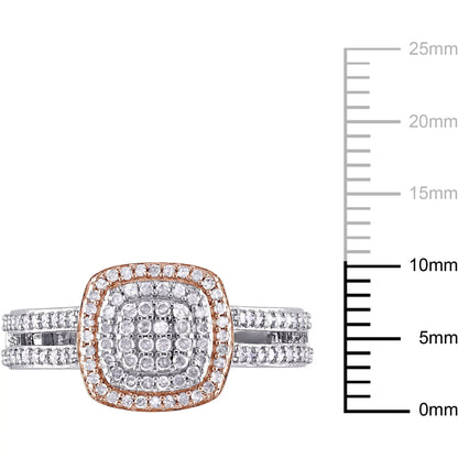 1/2 Carat T.W. Diamond Two-Tone Sterling Silver Double Halo Split Shank Ring