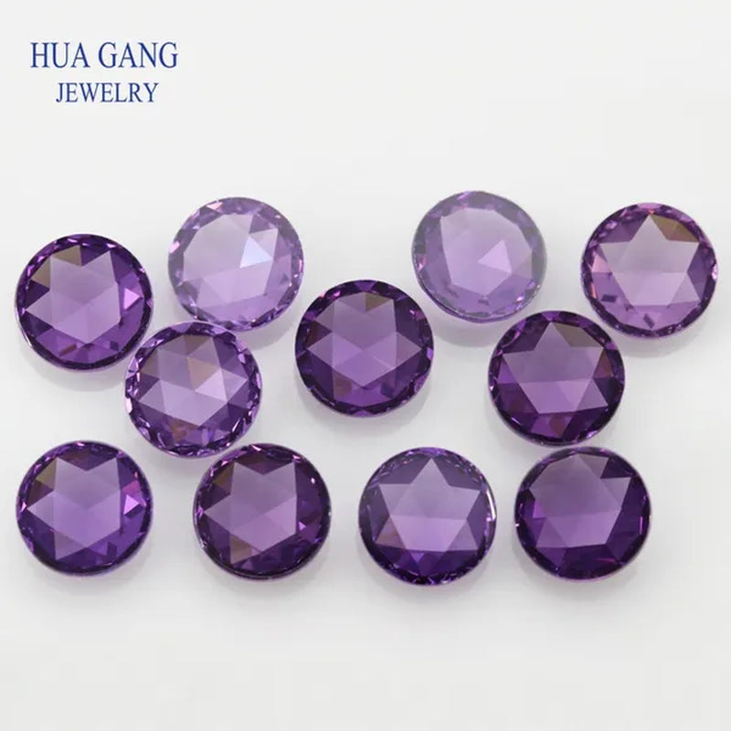 Round Shape Purple Rose Cut CZ Stone Flat Bottom Cubic Zirconia Brilliant Cut AAAAA Loose Gems 8Mm Wholesale Jewelry Stones