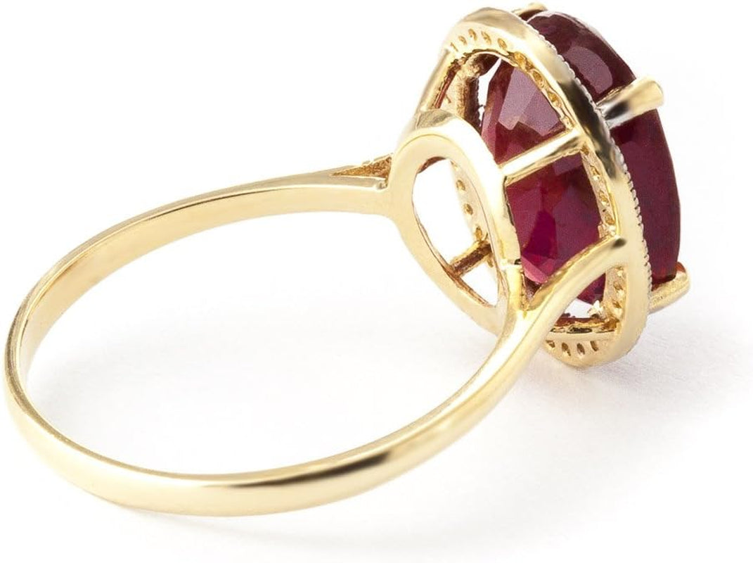 7.93 Ct 14K Solid Gold Ring Oval-Shaped Ruby Diamonds