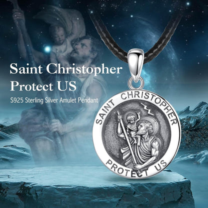 925 Sterling Silver St Michael/St Christopher/St Benedict/Virgin Mary/San Judas Tadeo/Good Shepherd Cross/Archangel Necklace Medal Pendant Protection Religious Amulet Jewelry for Men Women