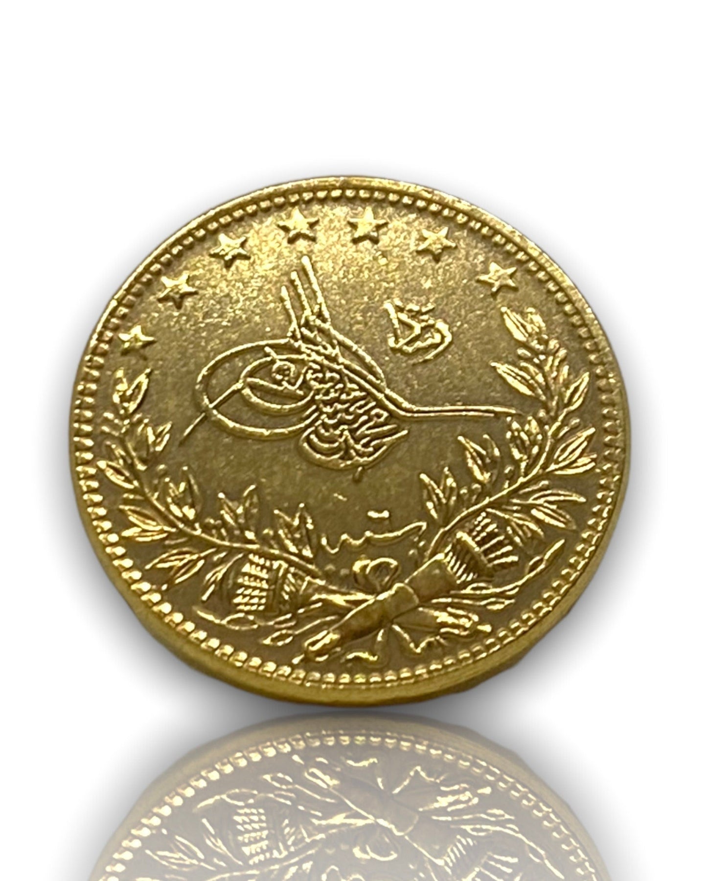 Ottoman Empire Gold Coin 1915 Mehmed V. Gold Plated 100 Kurush Coin (22Mm) REPLICA 1Pcs Masters Coins