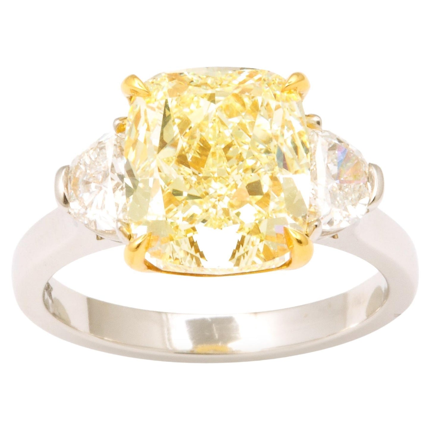 5 Carat Fancy Light Yellow Cushion Diamond Engagement Ring Platinum